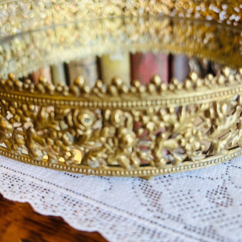 ❌SOLD❌VTG Brass Hollywood Regency Vanity mirror/tray - Picture 12 of 12